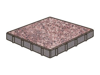 Гранитная тротуарная плитка Готика, Квадрат Granite FINO, 600x600x80, Сансет