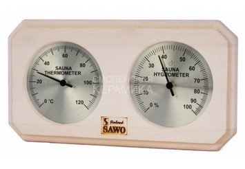 Термометр+гигрометр SAWO прямоугольный 255х140мм осина 221-ТНА 1