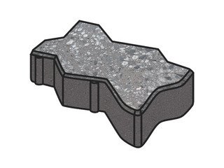 Гранитная тротуарная плитка Готика, Зигзаг/Волна Granite FINO, 60 мм, Галенит