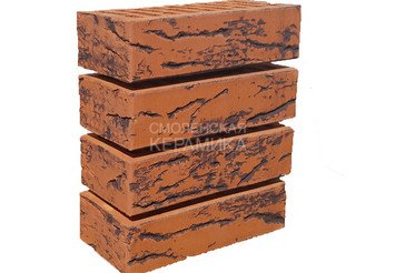 Кирпич облицовочный СТРОМА, 1,4НФ Лава кора дуба инкруст. 3
