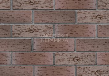 Клинкер фасадный ЛСР «Брюгге» темно-терракотовый флэш береста 1